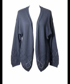 SHEIN Curve Blue Open Front Knit Cardigan Sweater with Diamond Pattern Size 3XL